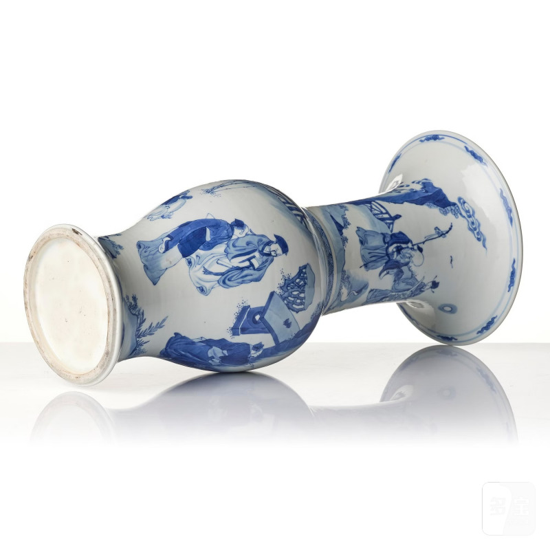 A large blue and white 'figural' yenyen vase, - 图6